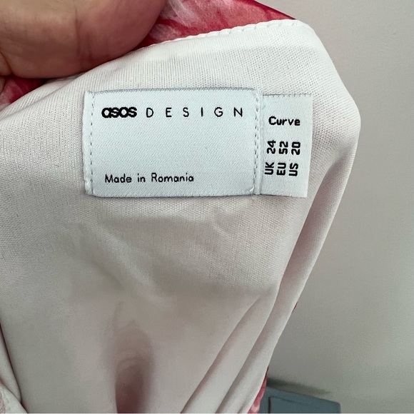 New ASOS Ruffle Chiffon Dress Sz 20 Long Sleeves Faux Wrap Toile Barbiecore - Picture 11 of 11